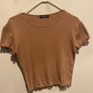 brown crop top from liz and zara